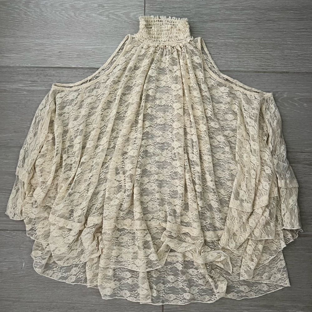 Free People Myrna Lace Floral Sheer Tunic Tank Top size XS - Picture 3 of 6